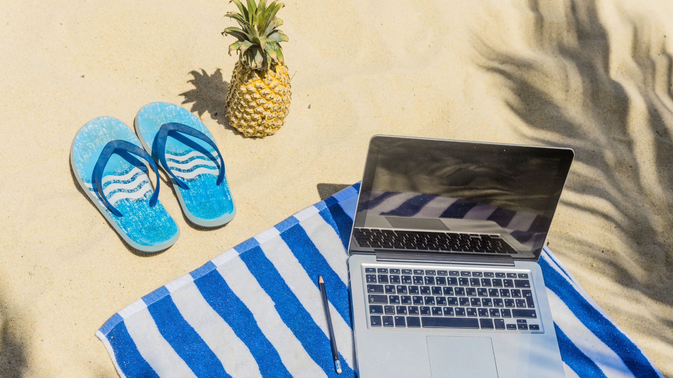 Laptop on beach